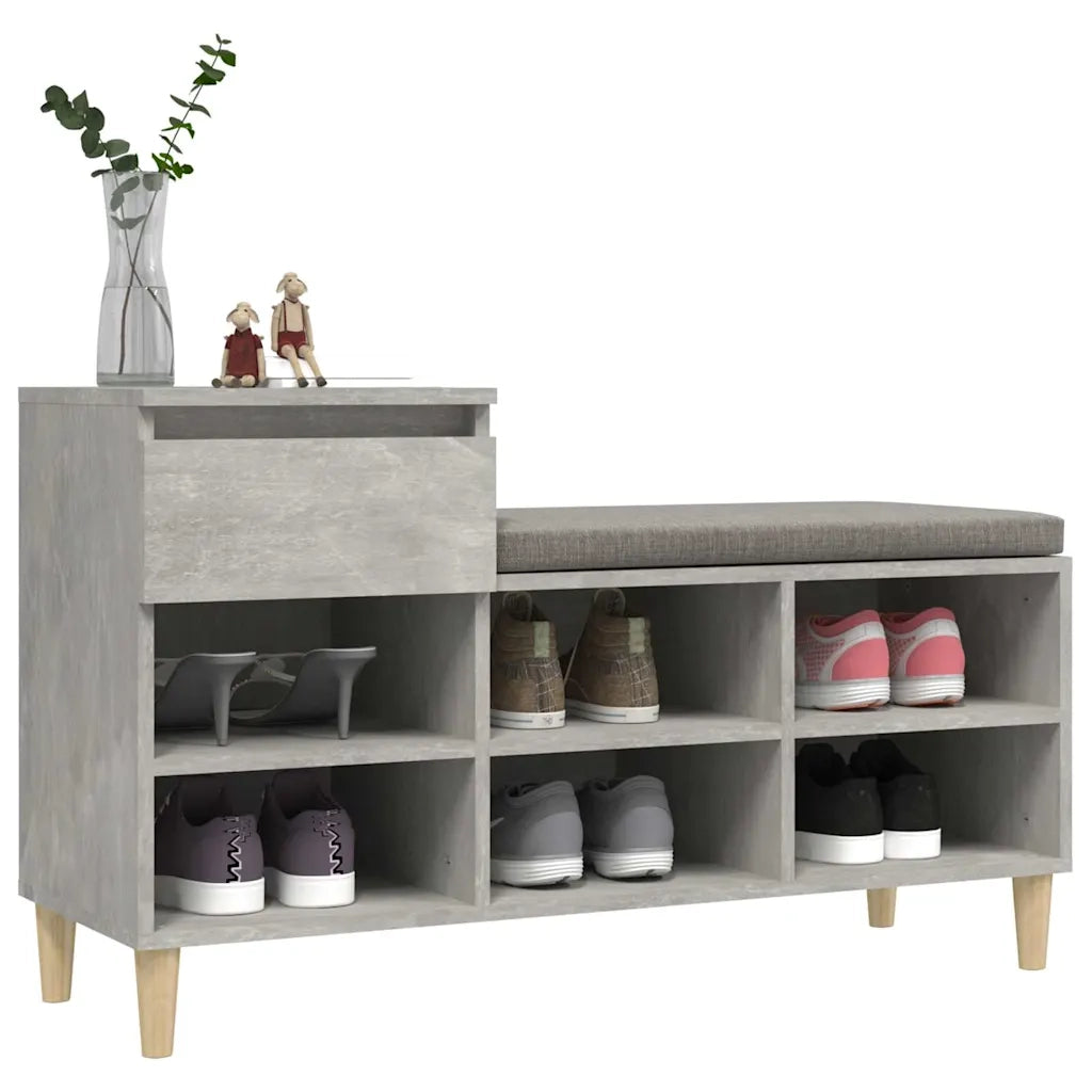 Armoire à chaussures Gris béton 102x36x60 cm Bois d'ingénierie