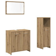 Set Mobili da Bagno | Armadio da bagno 3 pz Rovere Artigianale Legno Multistrato