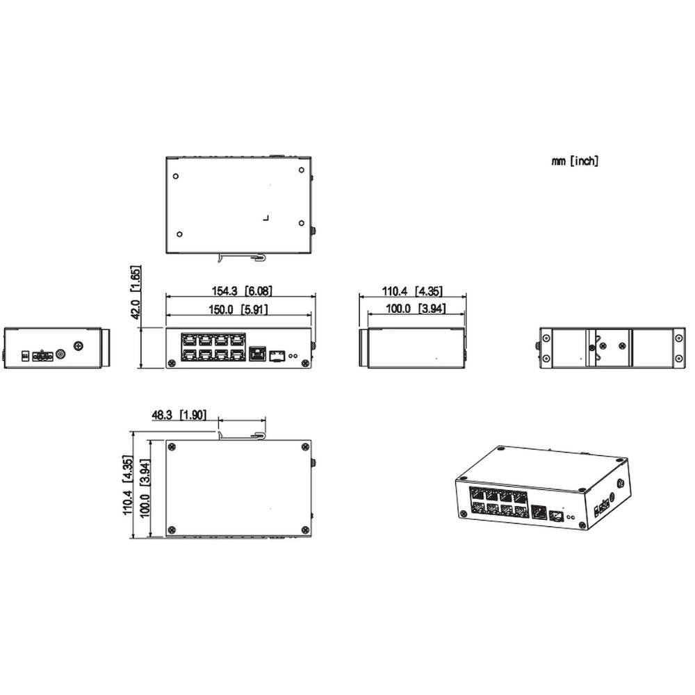 Dahua switch unmanaged desktop 10 porte poe bt 90w