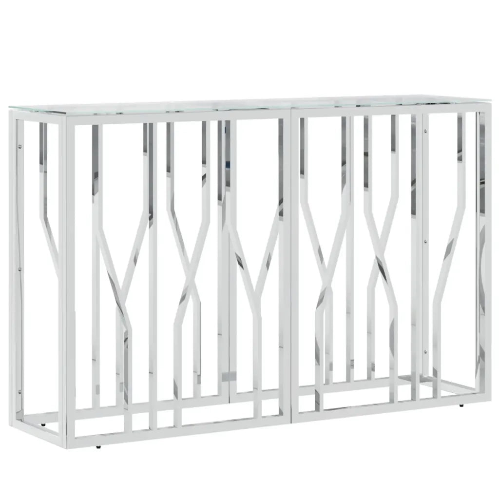 Tavolino Consolle-Tavolino da soggiorno-Tavolo 110x30x70 cm in Acciaio Inox e Vetro 225832