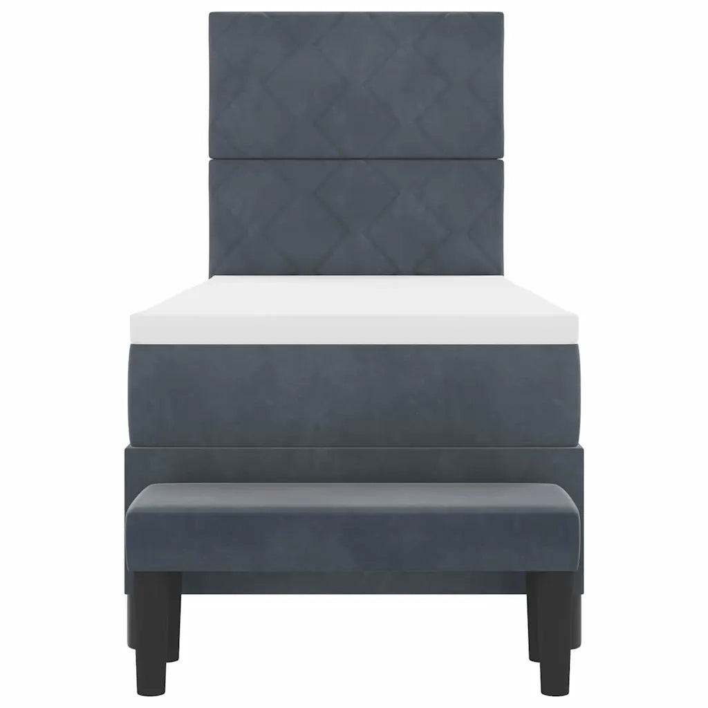 Letto a molle con materasso Grigio scuro 80 x 200 cm Velluto 3344541