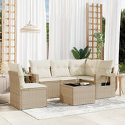 Set Divano da Giardino 6 pz con Cuscini Beige in Polyrattan 3220177