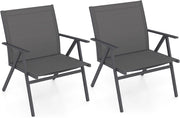 Set di 2 sedie da giardino, da balcone, con schienale traspirante e telaio in metallo, fino a 160 kg, per veranda, balcone