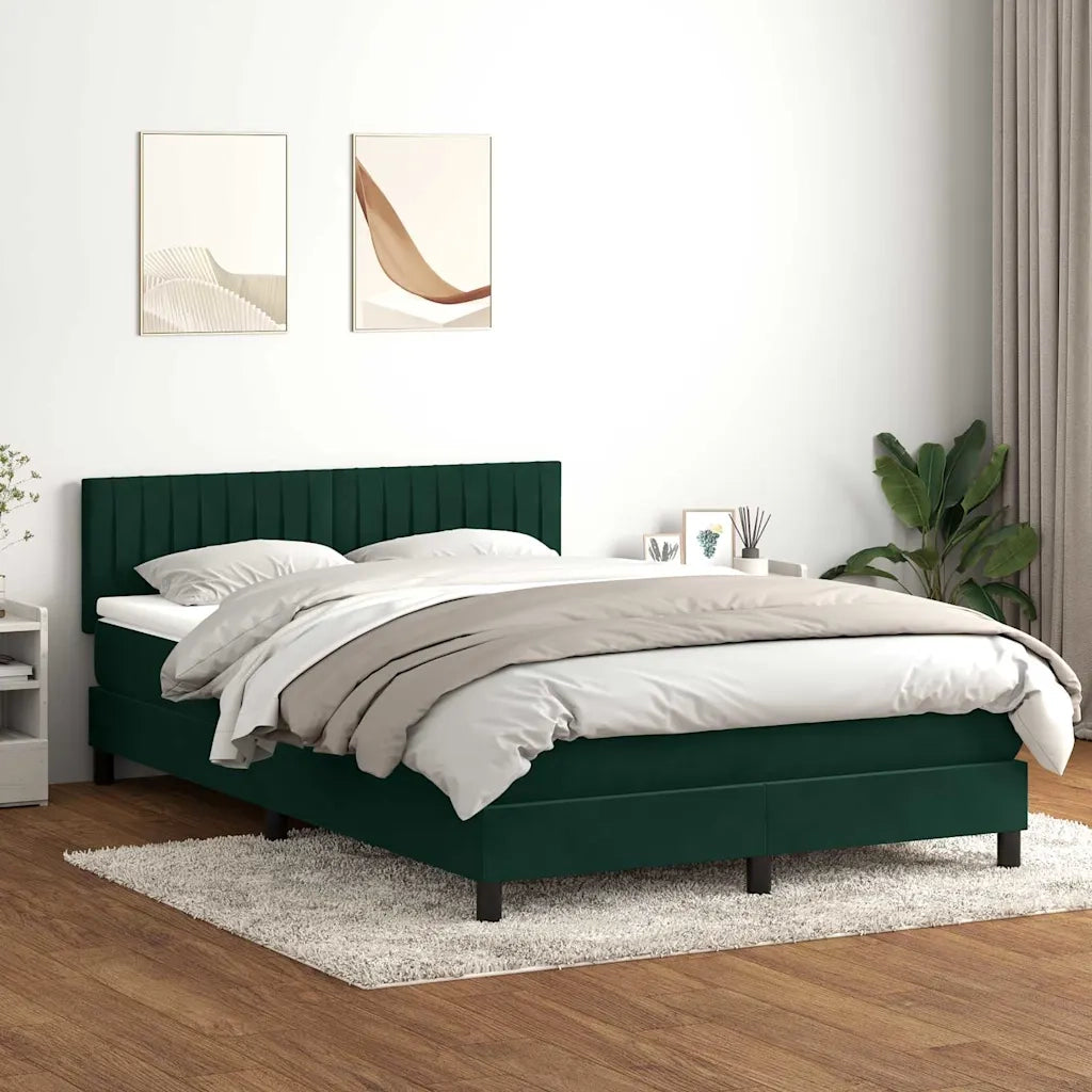 vidaXL Giroletto a Molle con Materasso Verde Scuro 160x220 cm Velluto
