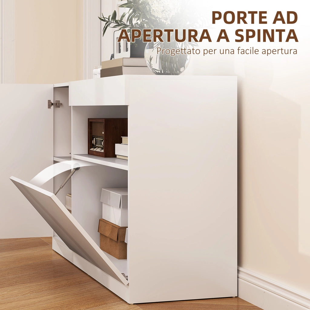 Credenza Moderna con Ante Ammortizzate ¨C Xylo ¨C Bianco con Ripiani Regolabili