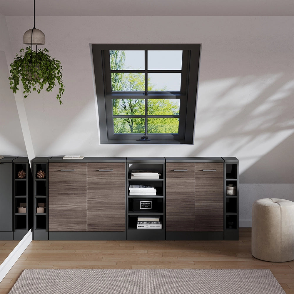 Set di mobili sottotetto Rion Grigio nobile/Antracite 210 cm Set di 5 carcasse armadio profondità 60 cm Vicco