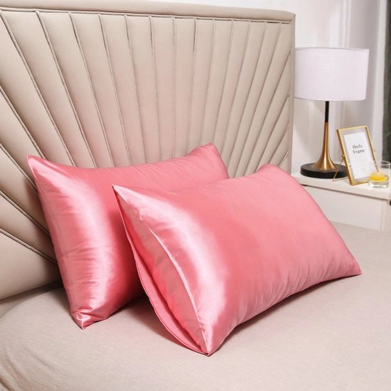 Cuscino a doppia faccia in seta - cuscino morbido e soffice - chiusura a sacco - protetto contro allergie e parassiti - protegge capelli e pelle dai rughe - 51x91cm - colore felce rose