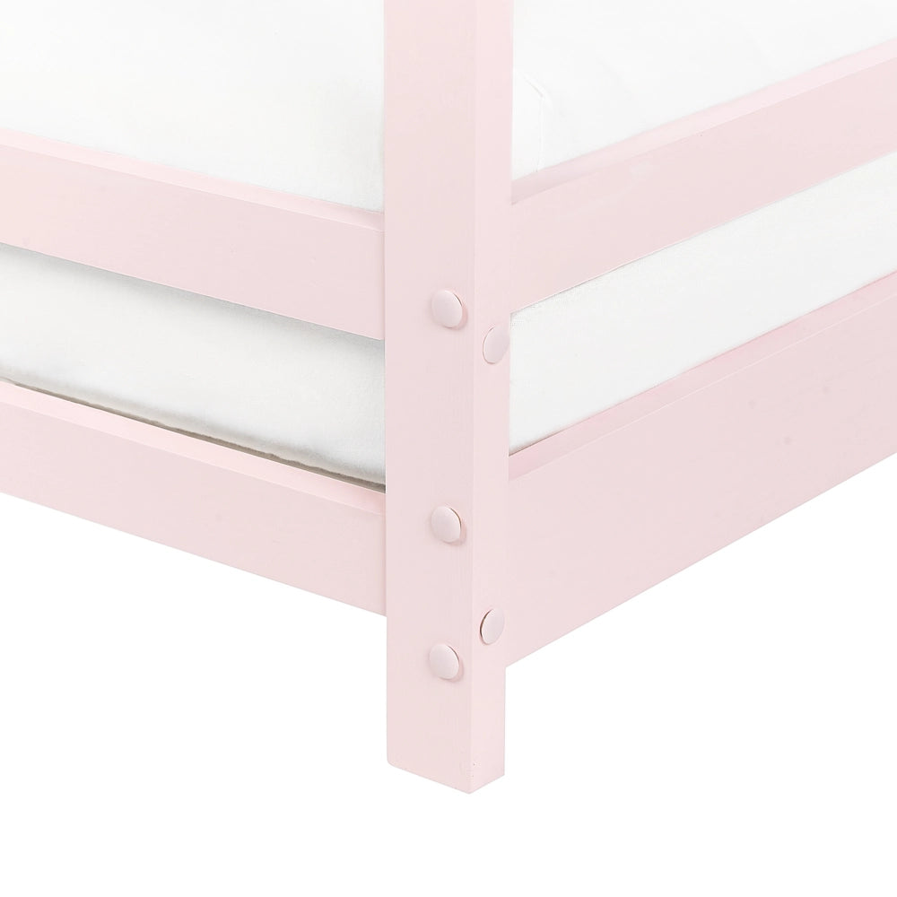 Letto per bambini con baldacchino e rete in legno di pino di colore rosa 90 x 200 cm cameretta