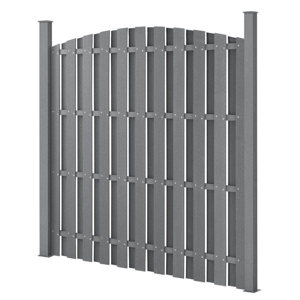 Recinzione frangivento/schermo per la privacy in legno composito WPC 4 pezzi semicircolare arrotondata 185 x 747 cm grigio 03_0000229