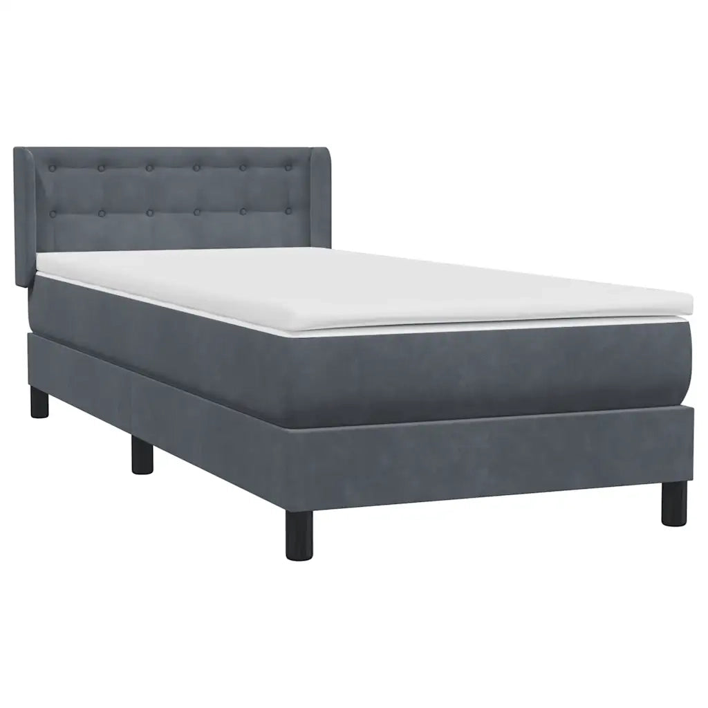 Giroletto a Molle con Materasso Grigio Scuro 90x220 cm Velluto 3318478