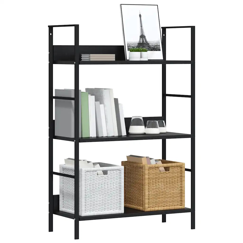 Libreria a 3 Ripiani Nera 60x27,6x90,5 cm in Truciolato cod mxl 7011