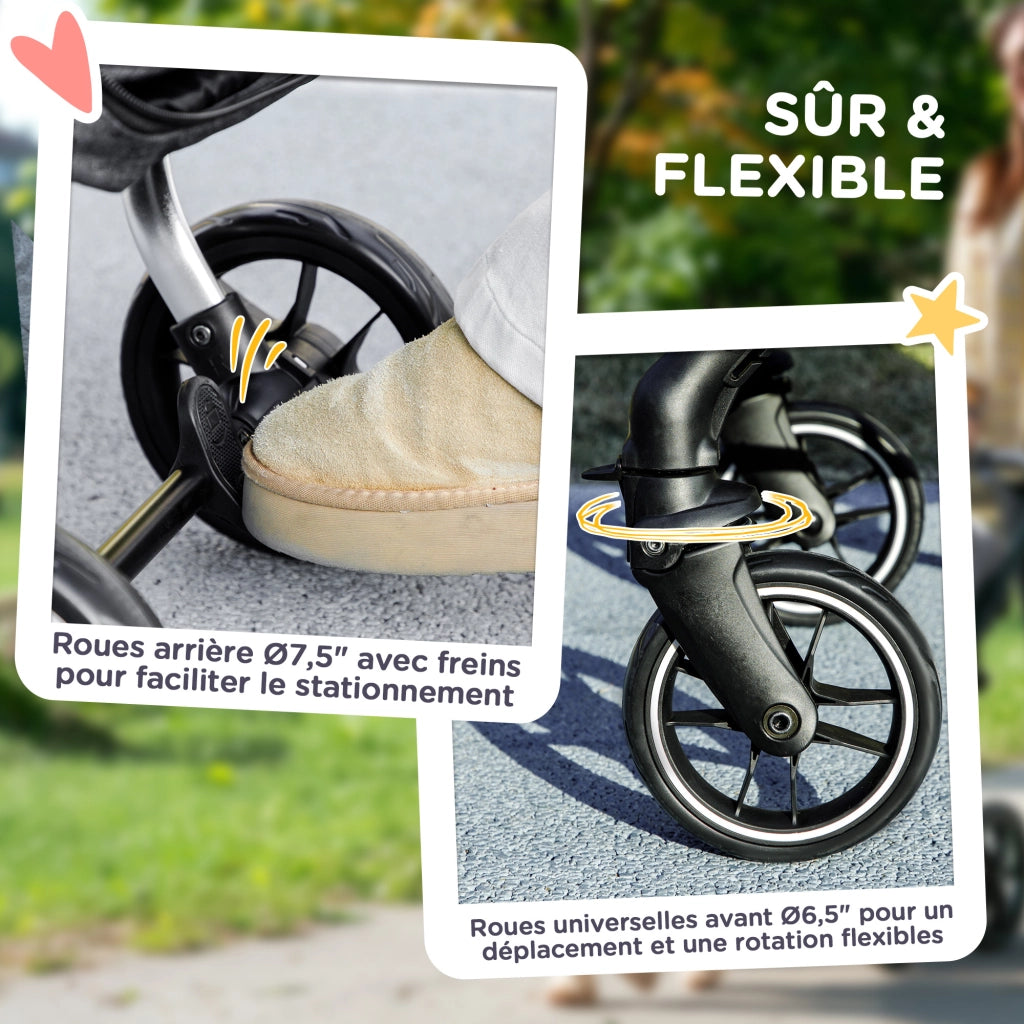Carrello per cani ¨C zephmum ¨C 4 ruote pieghevole cuscino lavabile grigio
