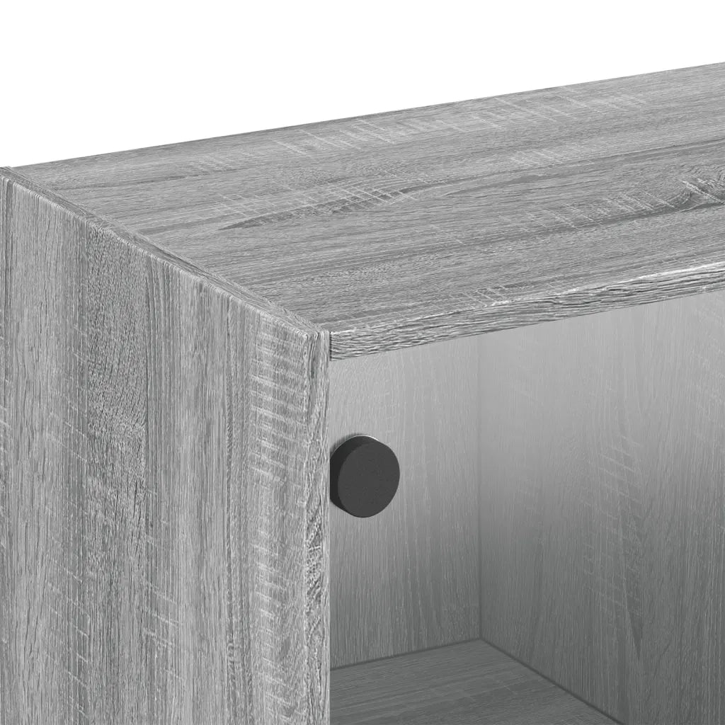 Armadietto a Muro | Mobile a Muro con Ante in Vetro Grigio Sonoma 102x37x35 cm