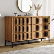 Credenza con 6 cassetti e 5 piedi con supporto centrale regolabile per soggiorno e camera da letto 120 × 40 × 81 cm