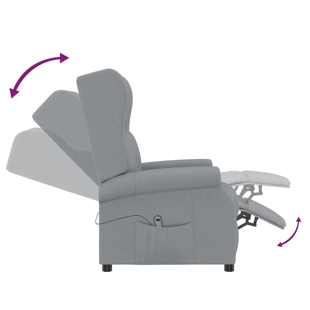 Poltrona ad Ala Reclinabile Elettrica Grigio Chiaro in Tessuto 3098319