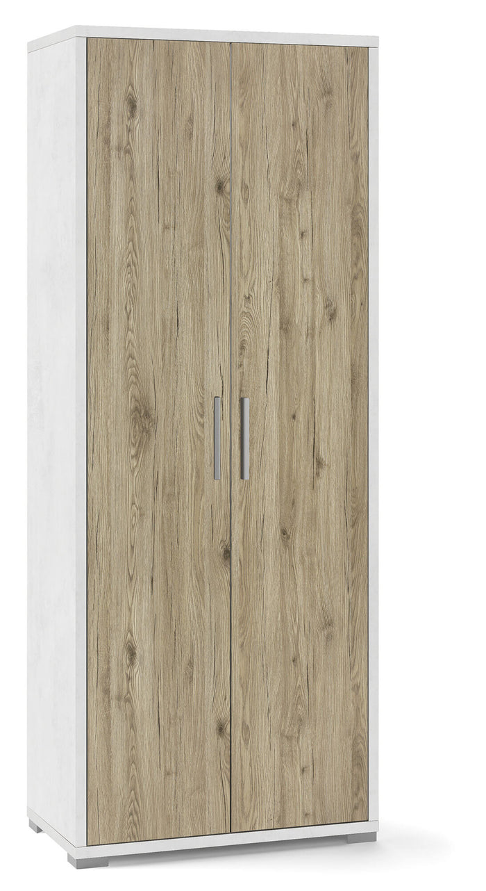 Mobile 2 Ante 71x182x41 cm Ossido Bianco/Rovere Naturale