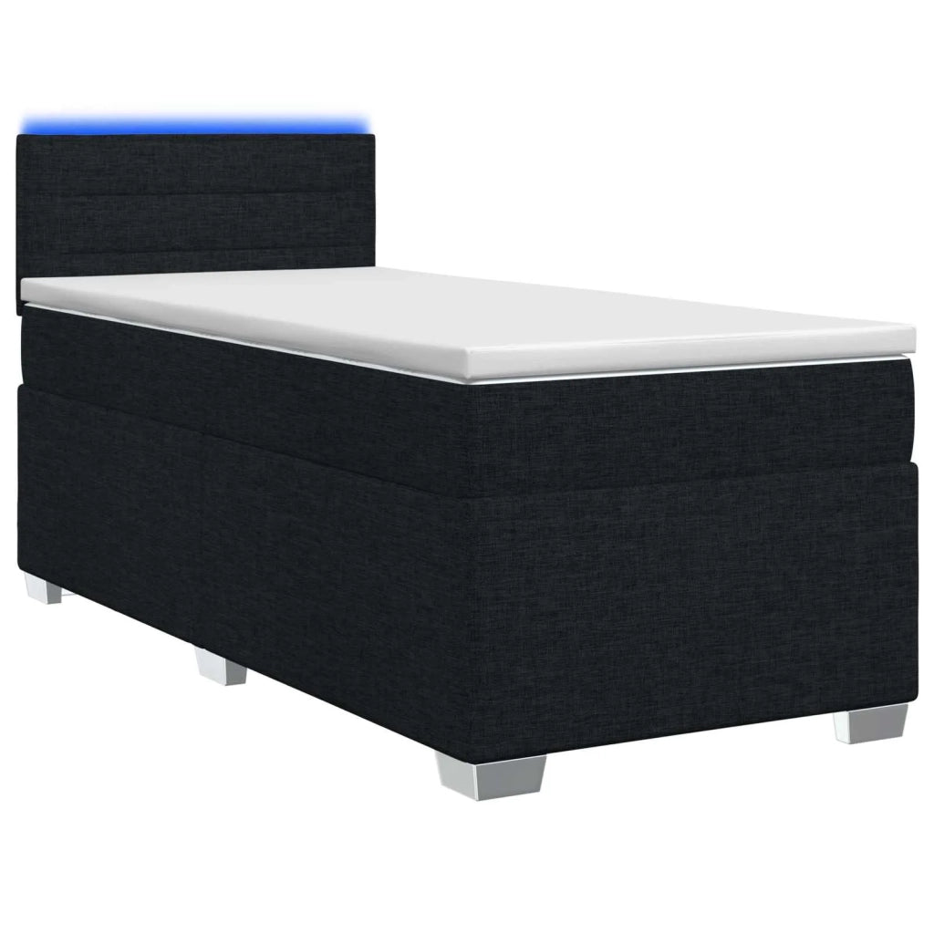 Letto con Box Spring, Materasso e LED Nero 90 x 190 cm Tessuto 3451828
