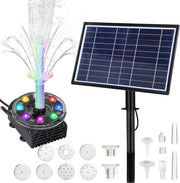 Pompa per Fontana Solare a LED 7W con Batterie - Doppia Fontana Pomp - Pomp per Acqua per Giardino e Piccolo Laghetto - Altezza Massima di Proiezione dell'Acqua 085 m - 230 l/h pompa solare per fontana