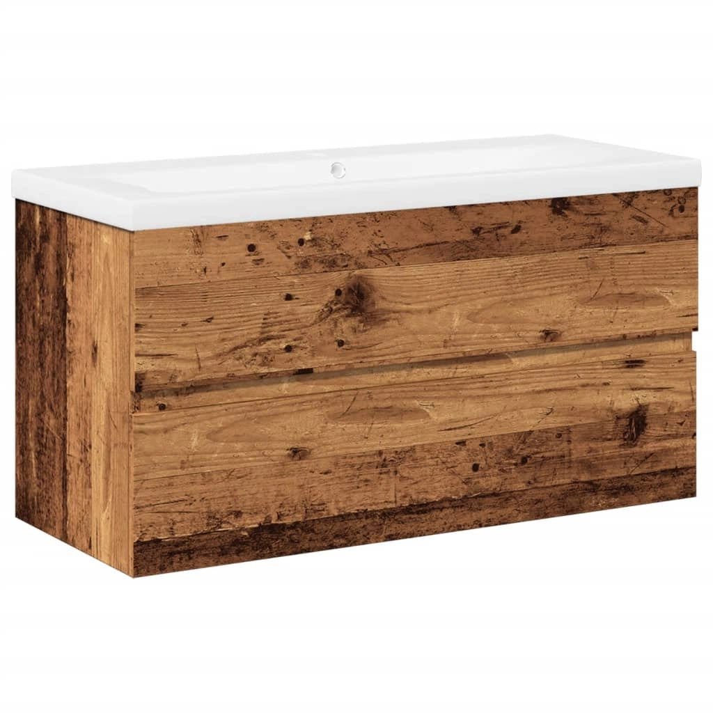 Mobile lavabo da bagno con lavabo integrato 90 x 38,5 x 45 cm salvaspazio design moderno in legno ingegnerizzato con finitura in legno invecchiato 02_0055850