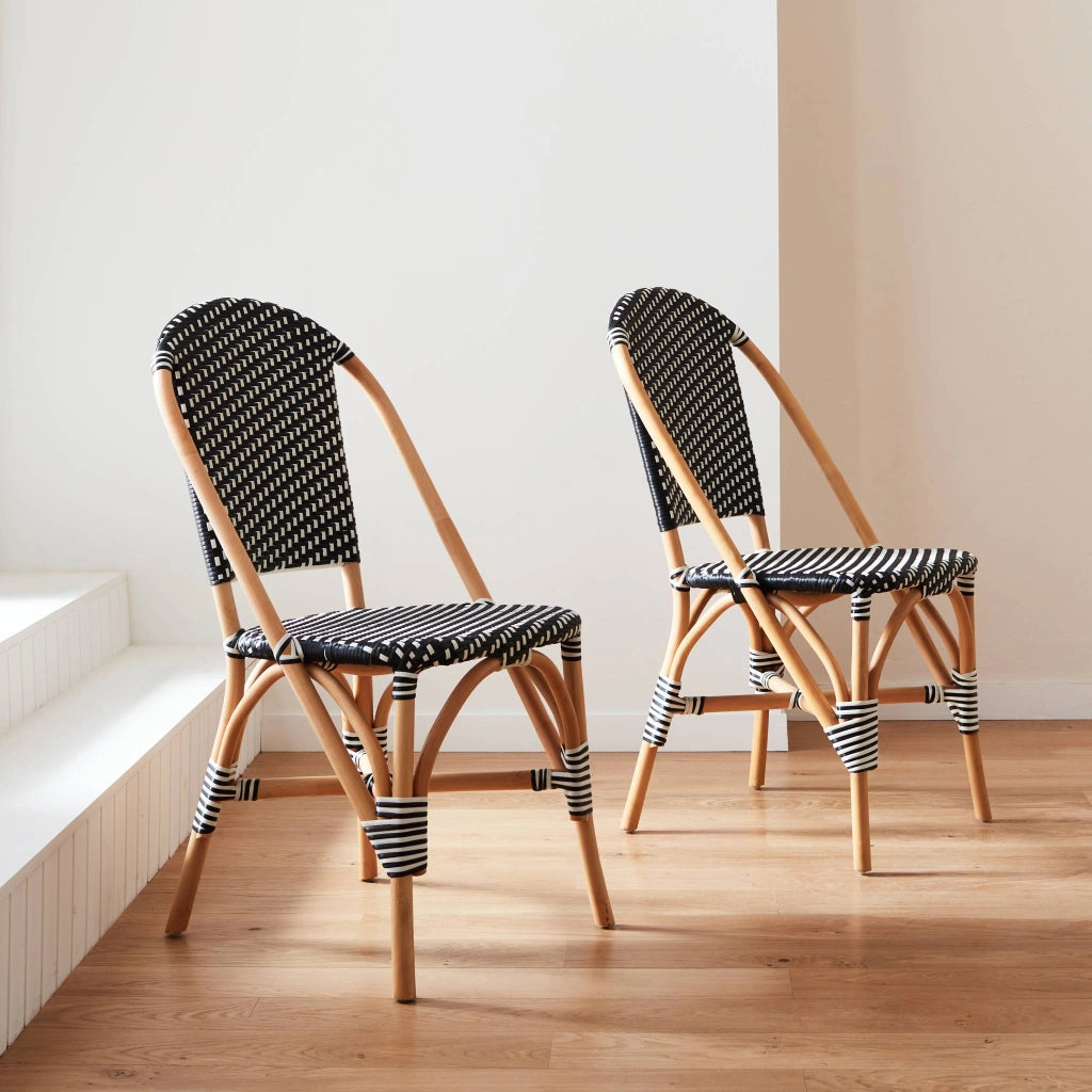 Set di 2 sedie bistrot in rattan e polyrattan, nero