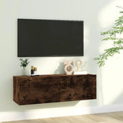 Mobile TV a Parete Rovere Fumo 100x30x30cm Legno Ingegnerizzato 815096