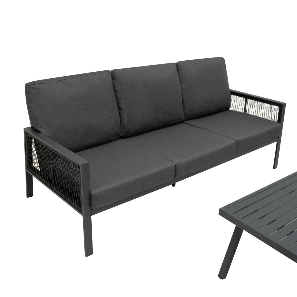 Set Mobili da Esterno 4 Pezzi in Alluminio Divano Tavolino Poltrone Grigio Antracite