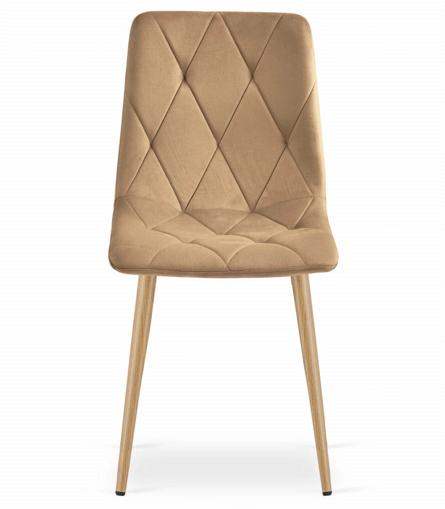 Sedia Valora TYRA in velluto marrone con gambe in legno x3