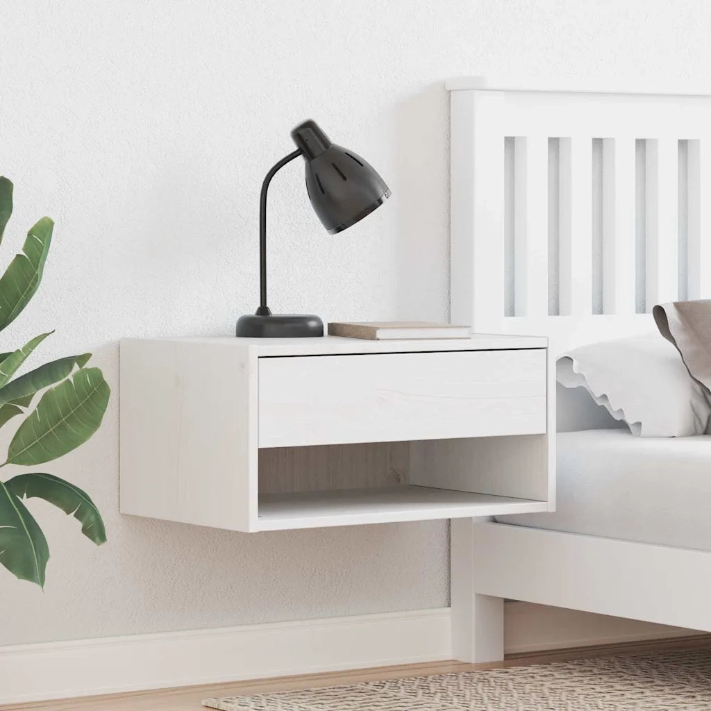 Comodino 2 pcs Bianco 50 x 32,5 x 24 cm Legno di pino massello 873478
