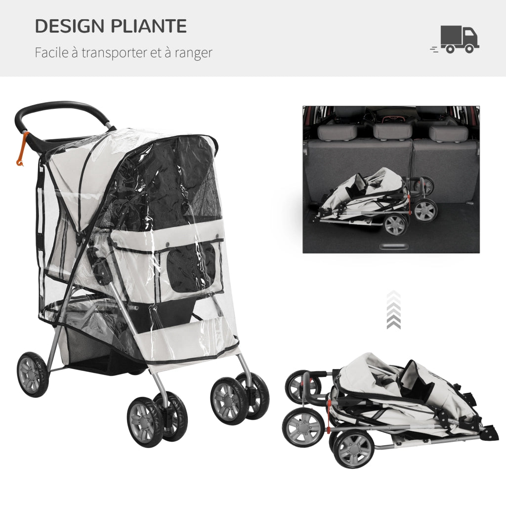 Carrello pieghevole per animali ¨C zephmum ¨C impermeabile con cestino e portabottiglie