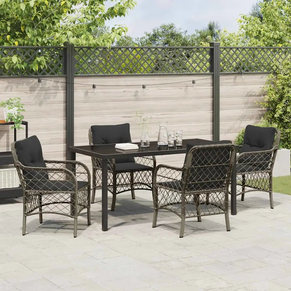 Set da Pranzo per Giardino con cuscino 5 pcs Grigio polyrattan 3380221