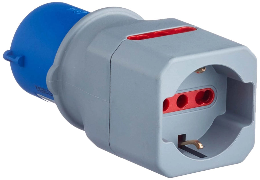 Adattatore Industriale 220V Spina 2P con T16A P.schuko con 2 10 e 16 A