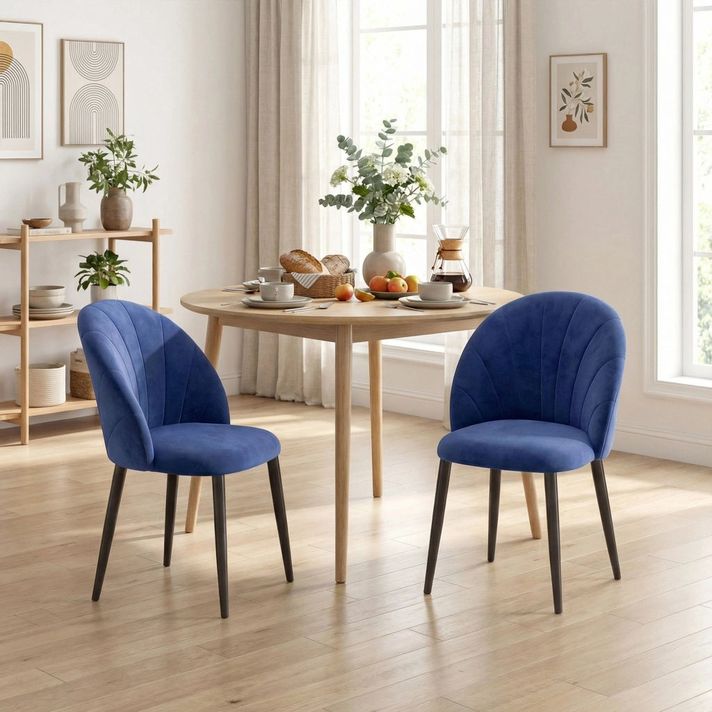 Sedia da pranzo imbottita ¨C zephmum ¨C blu, acciaio, 52x55x79
