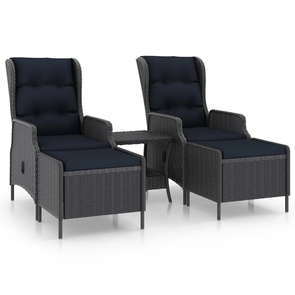 Set Divani da Giardino 3 pz con Cuscini Polyrattan Grigio Scuro 3060154