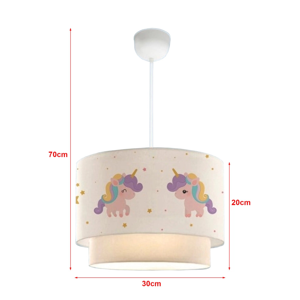 Lampada a Sospensione Lurgan per Cameretta Decorato con Unicorno - Bianco lux.pro