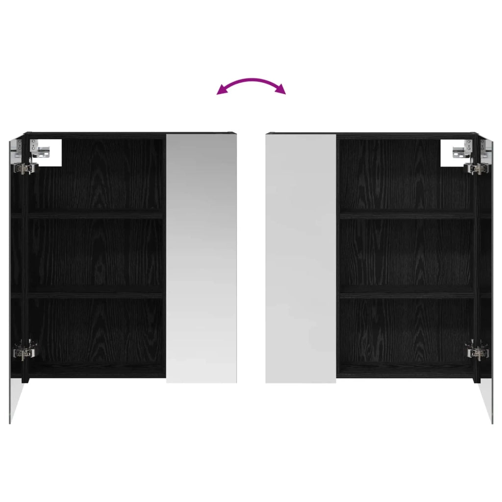 Mobiletto per specchio da bagno Rovere Nero 60 x 14,5 x 70 cm 889056