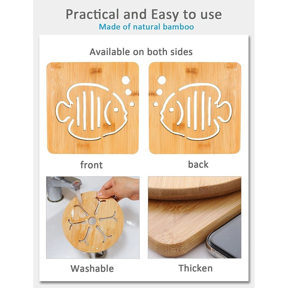 Trade Shop - Set 5pz Sottopentola In Bambu Naturale Antiscivolo Per Cucina Pentole Padelle 16cm -