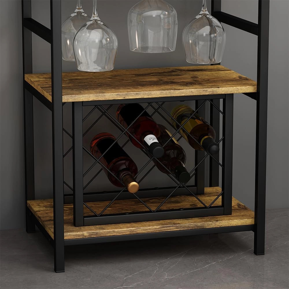 Portabottiglie Vela, Rovere rustico, 50 x 100 cm con portabicchieri, per la conservazione di fino a 12 bottiglie di vino e bicchieri