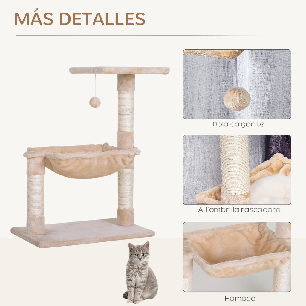 ¨¢rbol Rascador para Gatos ¨C zephmum ¨C 50x36x70 cm Beige