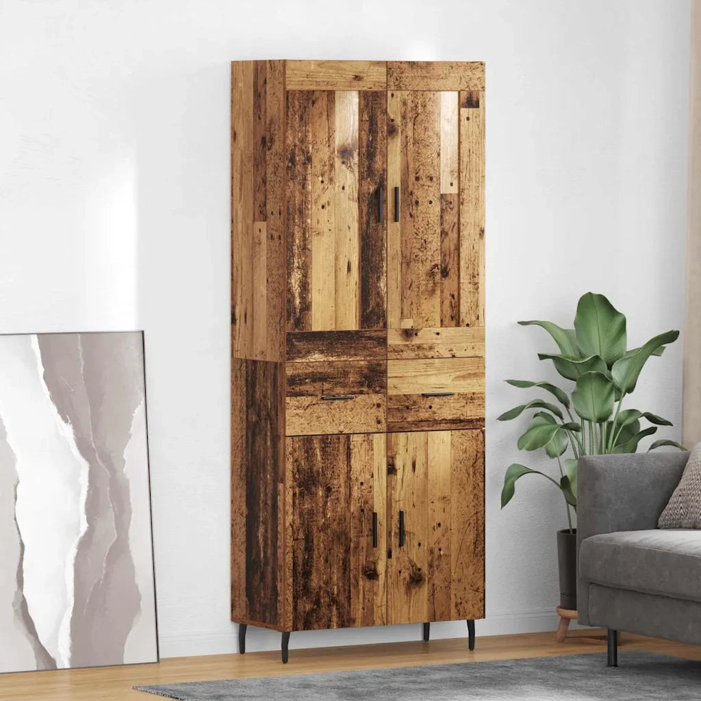 Credenza 2 pz-Set di 2 Buffet-Armadio da cucina Legno vecchio Legno Stratificato e Vetro 320383
