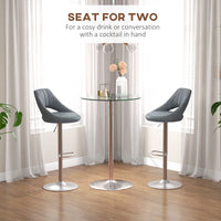 Tavolo Alto da Bar Moderno Rotondo con Base Ø70x102 cm in Acciaio e Piano in Vetro Trasparente