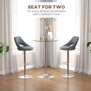 Tavolo Alto da Bar Moderno Rotondo con Base Ø70x102 cm in Acciaio e Piano in Vetro Trasparente