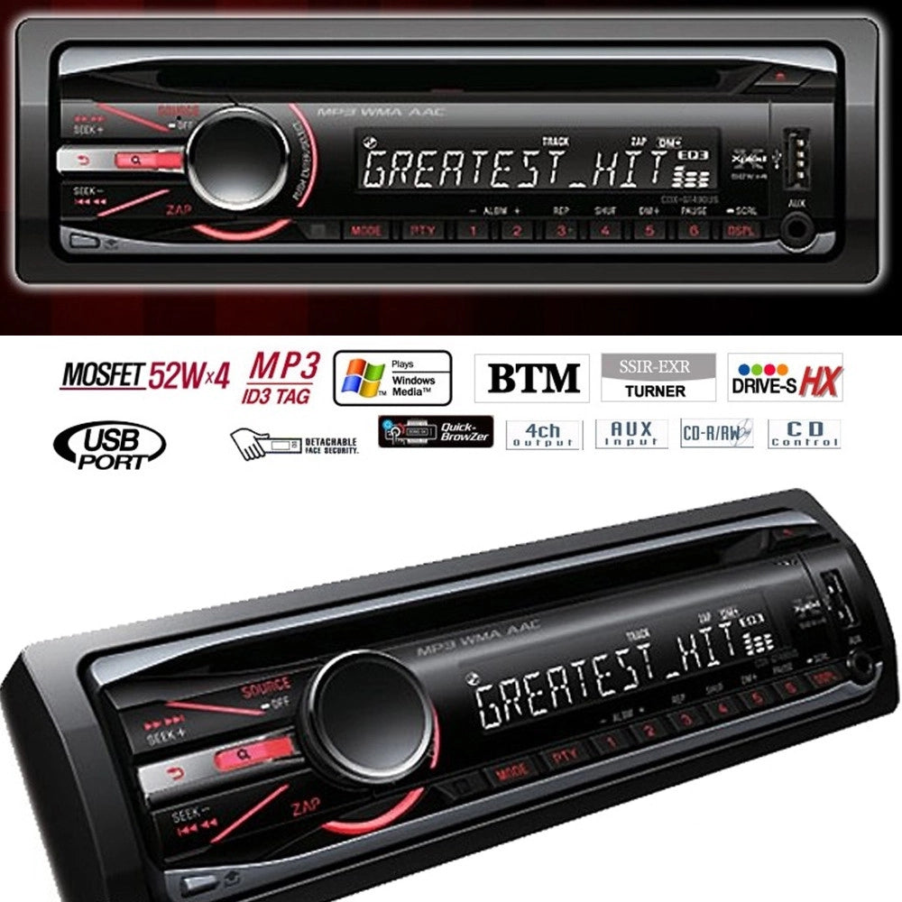 Trade Shop - Autoradio Stereo Frontalino Estraibile Fm Mp3 Usb Sd Cd Dvd Lcd 52wx4 Id3 Tag Hx -