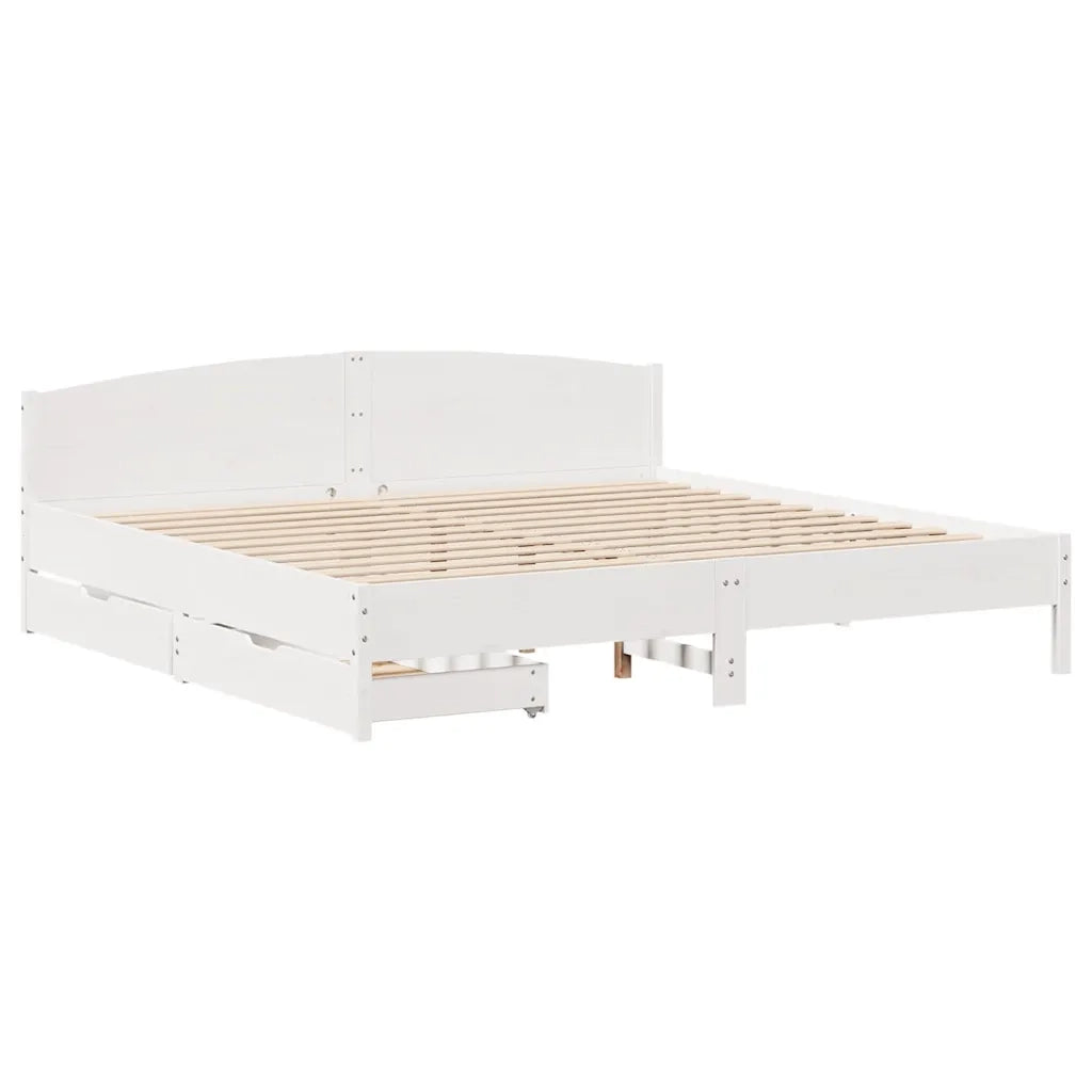 Letto senza Materasso Bianco 180x200 cm Legno Massello di Pino