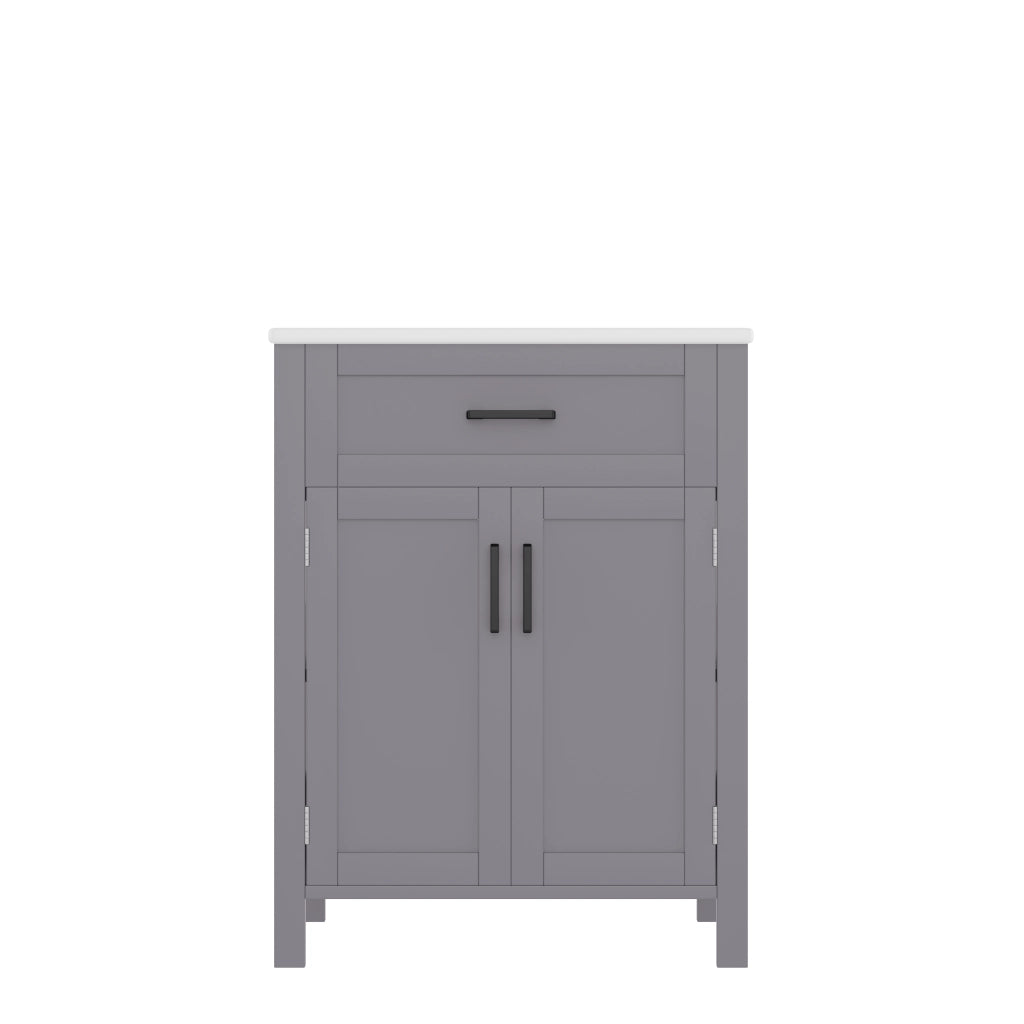 Mobile bagno freestanding con lavabo in ceramica, 60 x 46 x 84,8 cm, grigio