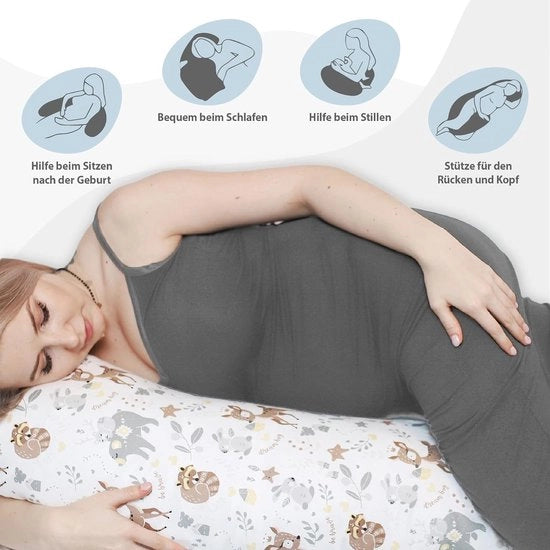 Cuscino per gravidanza Cuscino per allattamento XXL cuscino laterale in cotone - cuscino di supporto per adulti - 190 cm di lunghezza