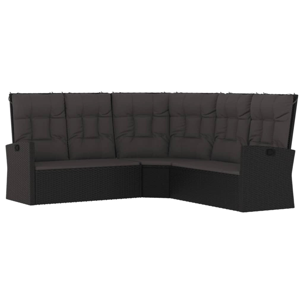 Set di mobili da giardino mobili da esterno 4 pezzi con cuscini resina intrecciata nera 02_0016166