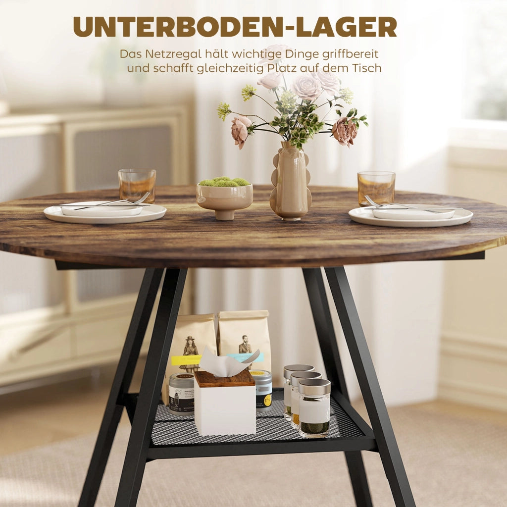 Tavolo da pranzo allungabile rotondo in legno ¨C Minimal ¨C 100 cm marrone rustico