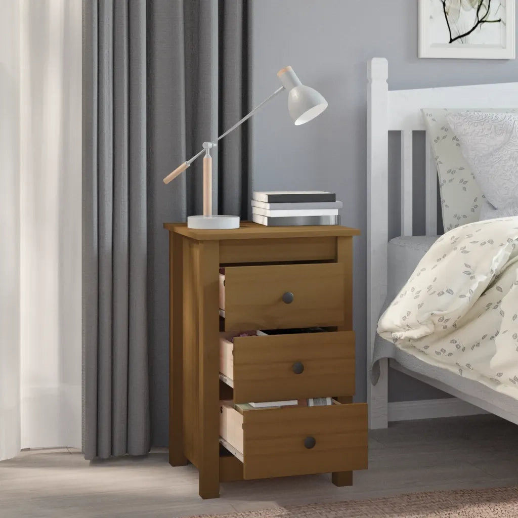 Comodini 2 pz-Set di 2 Tavolino da notte ambra 40x35x61,5 cm in Legno Massello di Pino 363759
