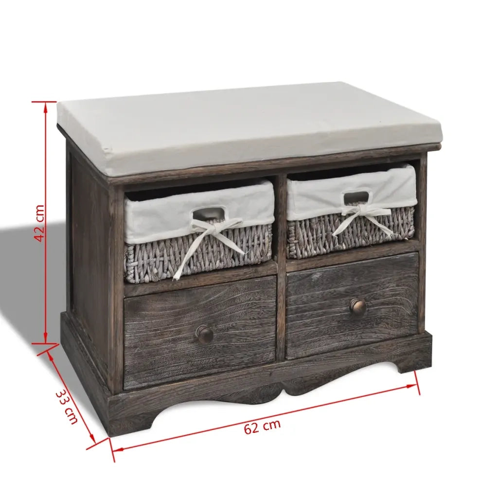 Cassapanca-Baule-Mobile di Stoccaggio Marrone 62x33x42 cm in Legno di Paulownia