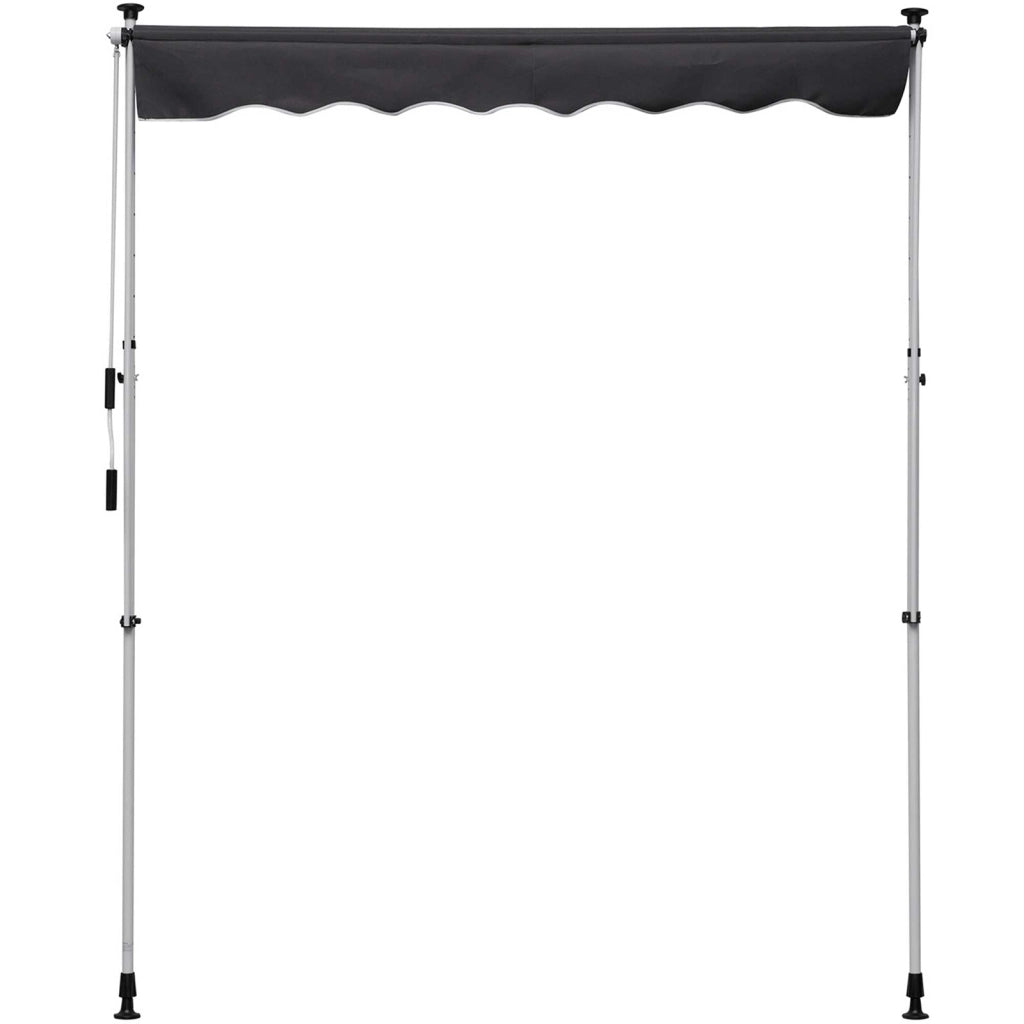 Tenda a braccio pieghevole Altezza regolabile 200x150cm Alluminio grigio per balcone e terrazza